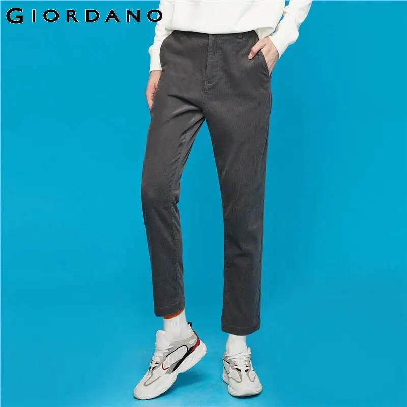 Giordano мужские повседневные вельветовые брюки с боковыми карманами,выполнены в двух цветовых вариантах