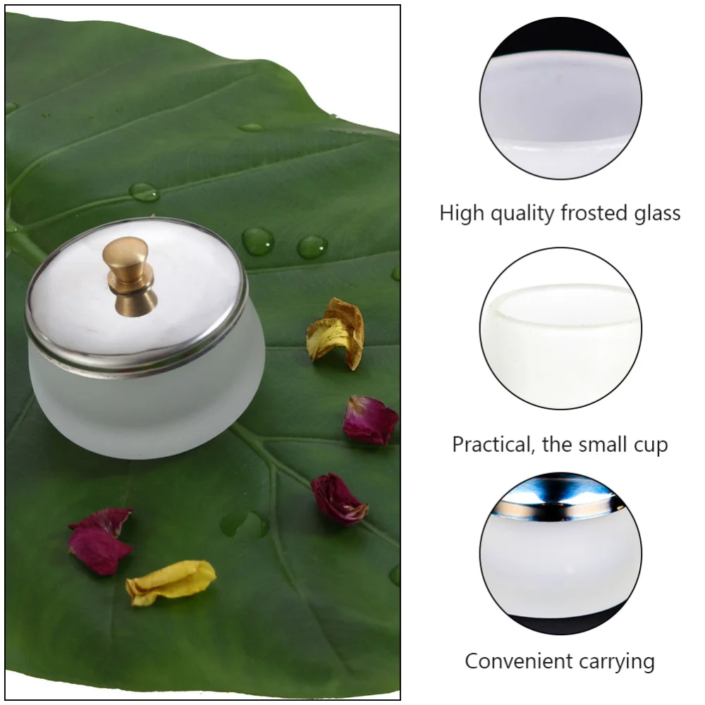 

1PC Glass Frosted Nail Polish Remover Cup Crystal Round Cup (White)