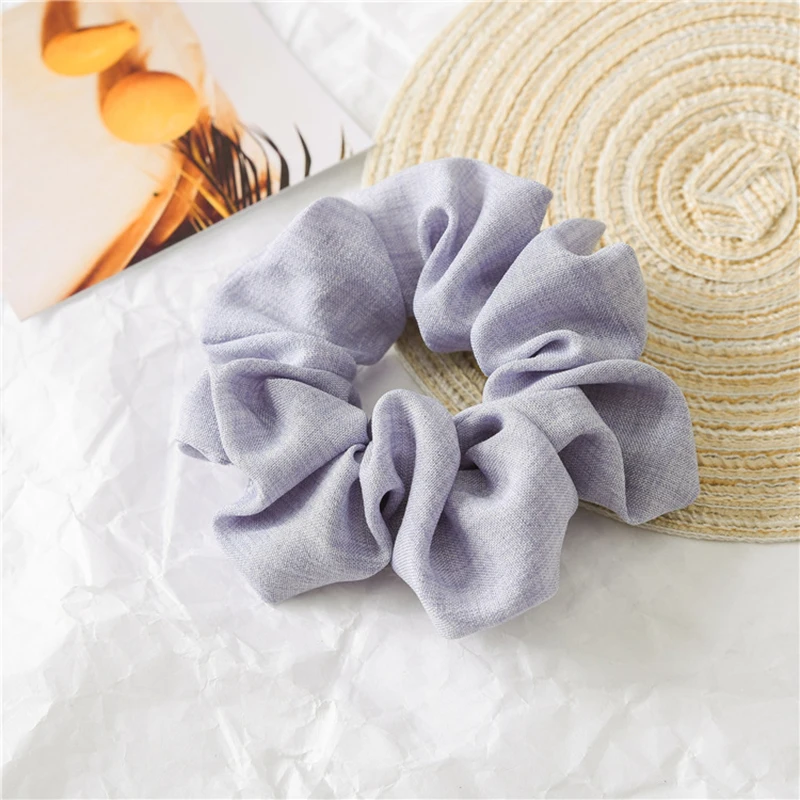 light grey Модные женские шифоновые резинки для волос с кольцом, эластичные резинки для волос, чистый цвет, танцевальные резинки для волос, женские аксессуары для волос - Цвет: light grey