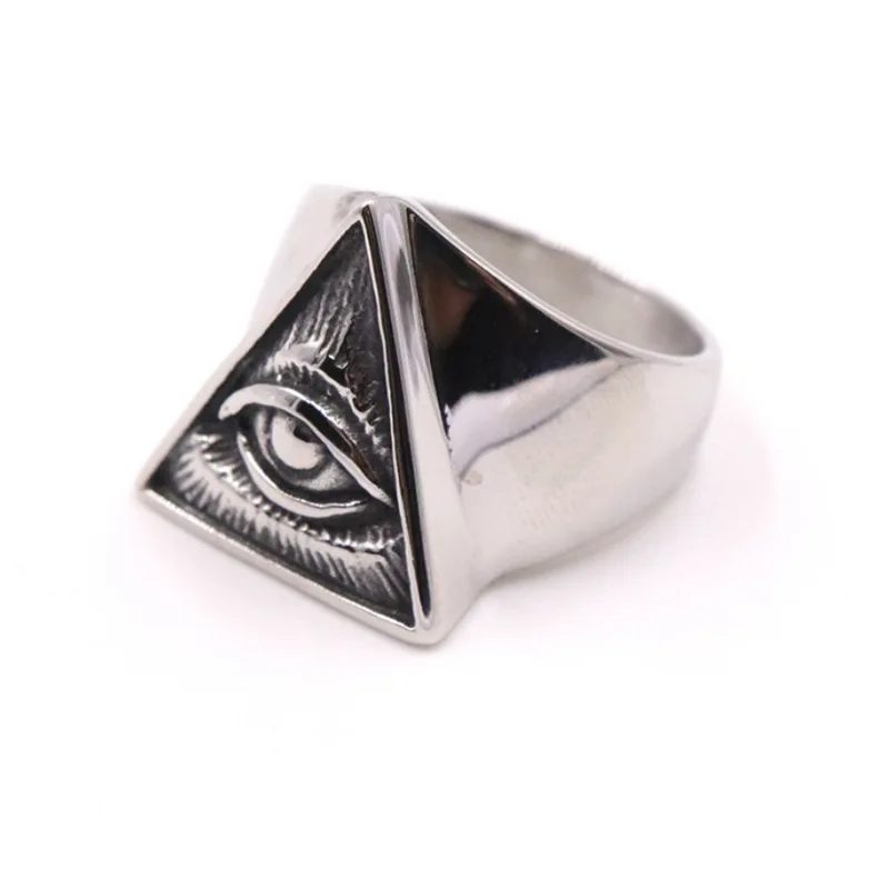 

Personality Triangle Eye Religious Ring Men's Evil Eye Modeling Ring Goth Punk Boys Jewelry Hip Hop Party Ring Size Us7-13