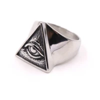 personality triangle eye religious ring mens evil eye modeling ring goth punk boys jewelry hip hop party ring size us7 13