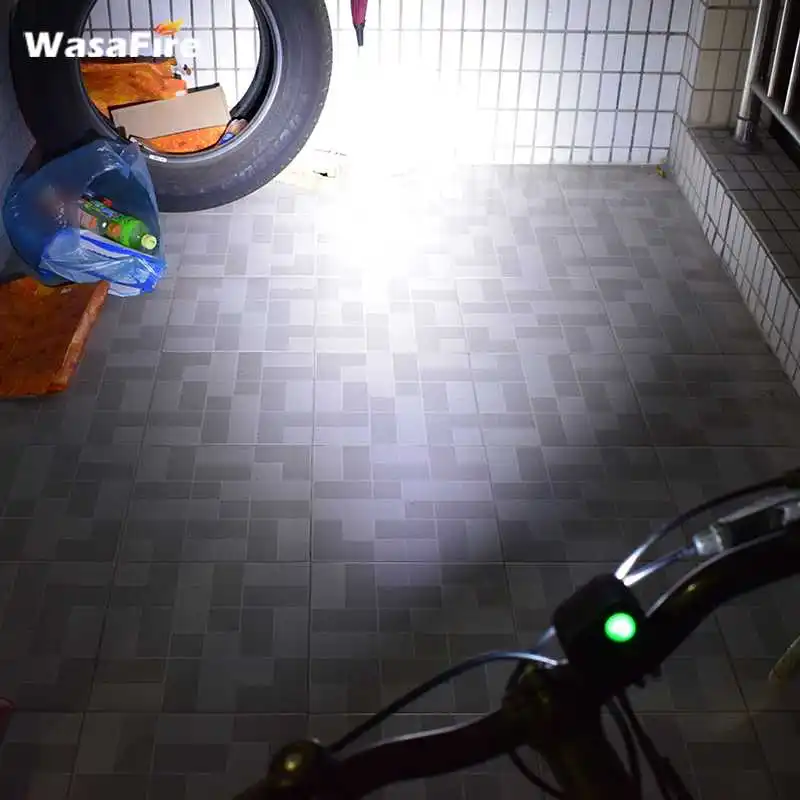 

WasaFire XM-L2 T6 LED Bicycle Headlight Mini Bike Head Front Lights Cycling Flashlight with 18650 Battery Pack 6400mAh/9600mAh