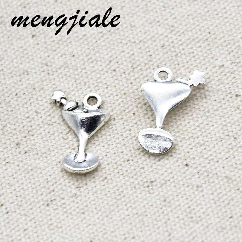 22pcs Alloy Metal Wine Glass Charms Antique Silver Plated Pendants For Jewelry Accessories Making 20*13.5mm | Украшения и