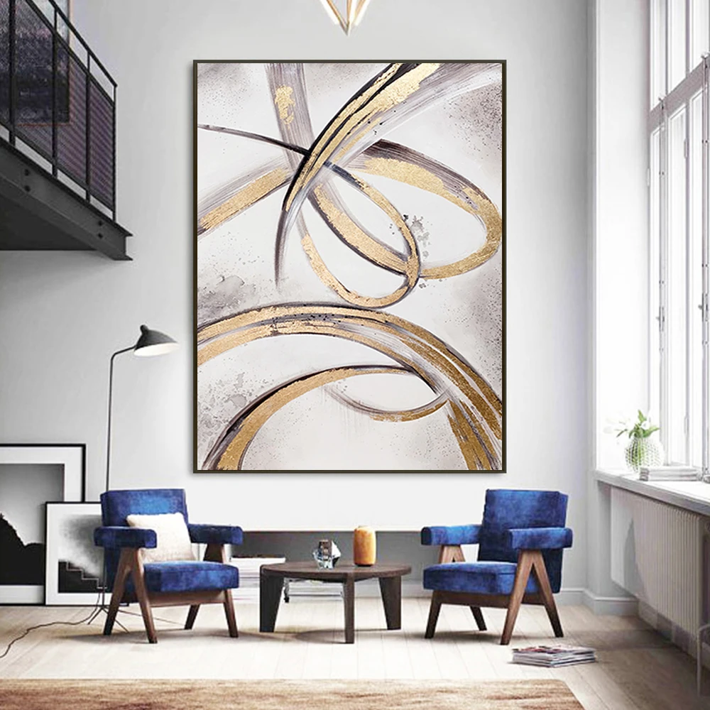 

Handmade Abstract Golden Oil Painting Wall Art Modern Canvas Painting For Living Room Decor Oil Painting Hand Painted Abstract