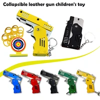 full metal mini folding rubber band toy outdoor sports keychain toy hand pistol guns shooting toy gifts boys outdoor fun sports