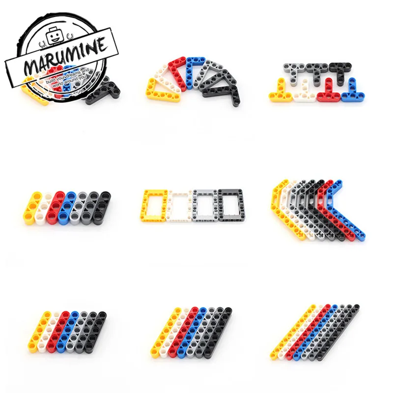 MARUMINE 50 шт./лот Technic Liftarm прямые блоки техника для закручивания строительных кирпичей набор образовательных игрушек для детей