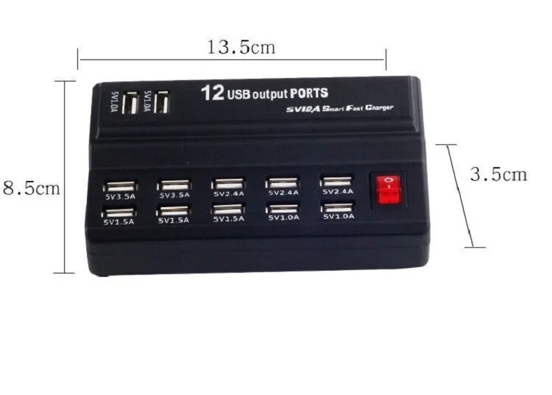 USB быстрое гнездо для зарядки 10 12 портов 12A зарядная станция Смарт USB зарядное устройство мобильный телефон планшет Цифровое зарядное устройство для iPhone samsung