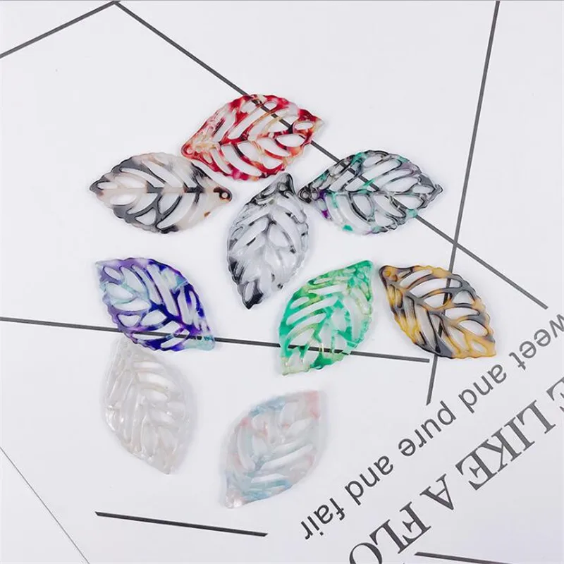 

10pcs/lot Leaves Tag Acetic Acid Acrylic Charms for Earring Pendant Earring Accessories diy Handmade jewelry making