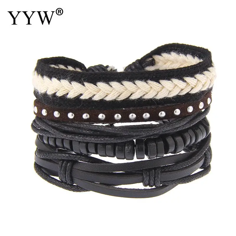 Ретро металлические кожаные браслеты наборы мужских и женских ювелирных изделий