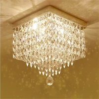 crystal led ceiling chandelier modern crystal ceiling lamps for hallway living room metal lustre square indoor lighting fixture