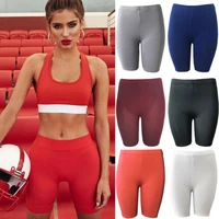 women sports shorts solid color sexy tight fitting sprint pants stretch exercise fitness active wicking yoga belly control pants