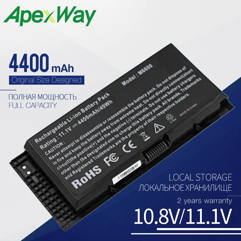 ApexWay 11 1 V Аккумулятор для ноутбука Dell M4800 M6600 M6700 M6800 M4600 M4700 FV993 FJJ4W N71FM T3NT1 PG6RC R7PND OTN1K5