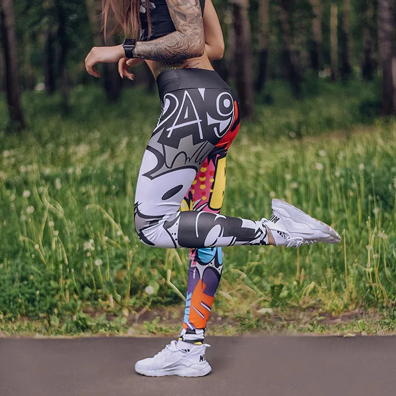 2020 Сезон весна осень Модные штаны джеггинсы для женщин бум цифровая печать со
