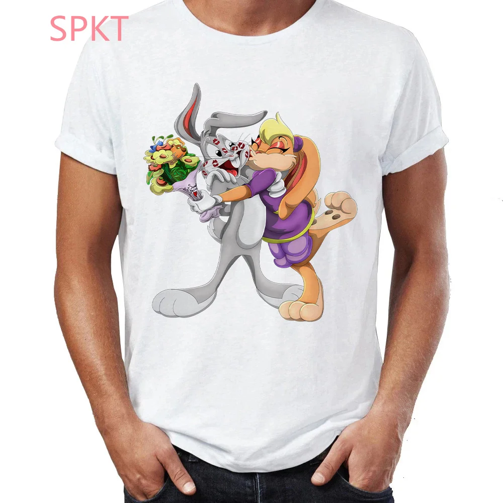 

Bugs Bunny and Lola Bunny Cartoon movie animal funny hip-hop t shirt unisex Cartoon rabbit pattern oversized women/man T-Shirts