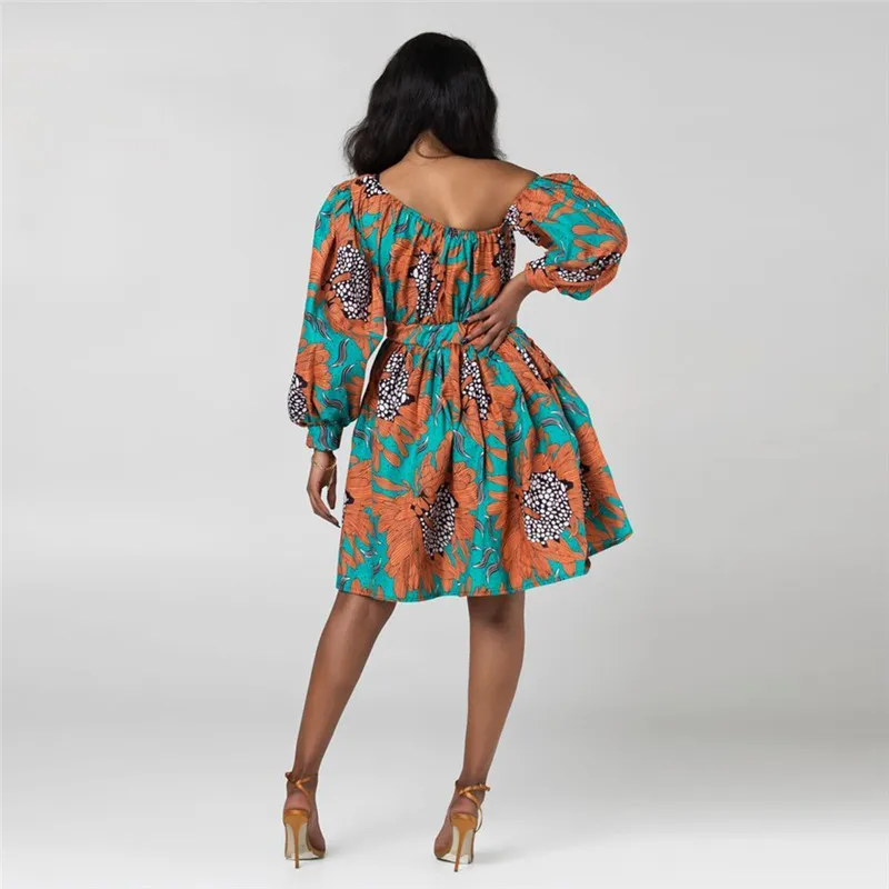 african wear for ladies Sexy Shoulder Off Floral Dress Women 2022 Summer African Dashiki Print Dress African Party Dresses African Clothes for Women XL african pants