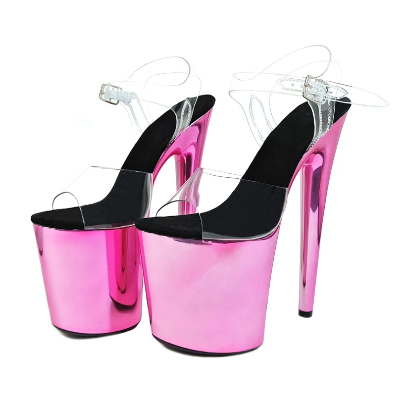 Leecabe новый дизайн 20 см блестящие сандалии розового цвета для танцев на шесте