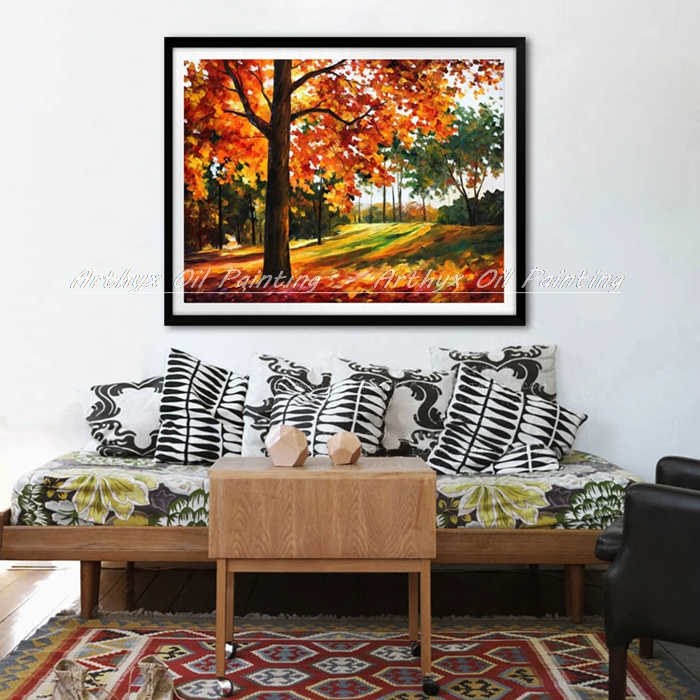 Ручная роспись Современная палитра нож дерево пейзаж картина маслом на холсте