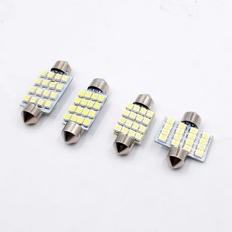 100 шт 16 SMD супер яркий C5W 31 мм 36 39 41 белый 12В 24В гирлянда купол светодиодные лампочки