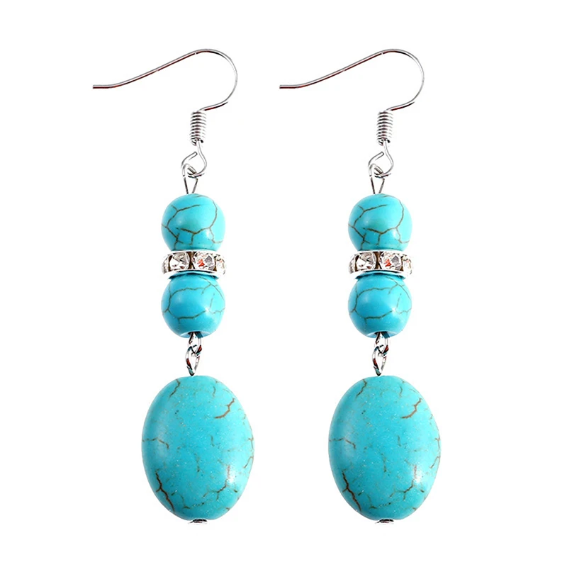 Модные ювелирные изделия серьги из синего камня 3 слоя простой круглый камень