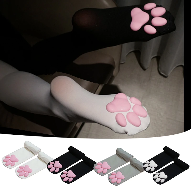 Женские гольфы выше колена с милым котом длинные чулки носки кошачьими крапанами