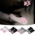 Женские гольфы выше колена с милым котом длинные чулки носки с кошачьими крапанами сексуальные черные белые носки 60 см CS506