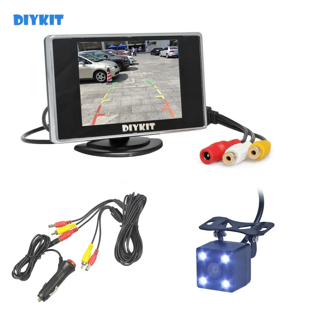 

DIYKIT 2In1 Car Parking System Kit 3.5" TFT LCD Color Rearview Display Monitor Waterproof Reversing Backup Rear View Car Camera