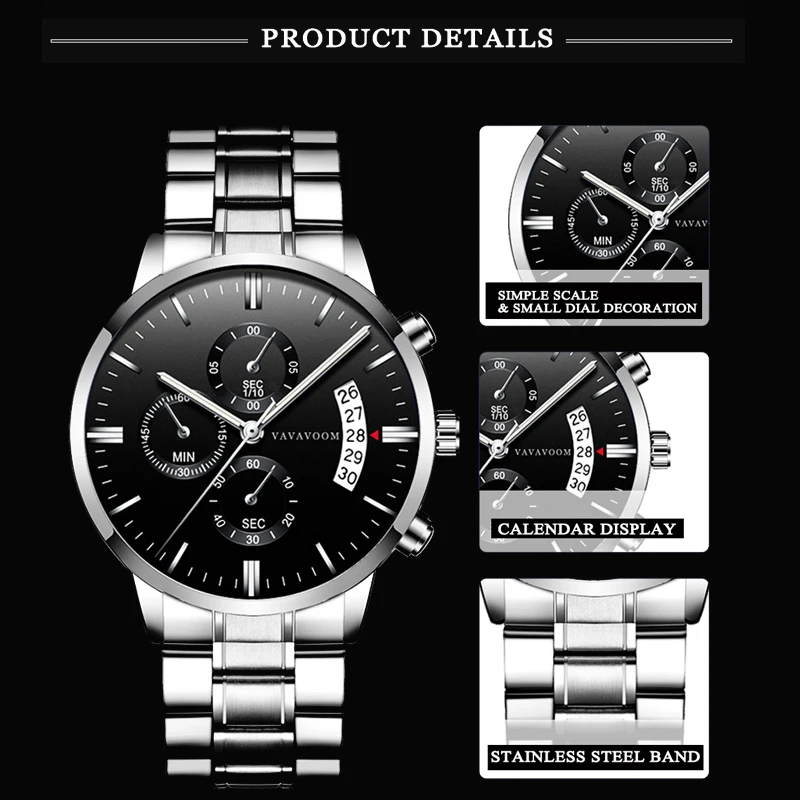 Часы наручные мужские с календарем брендовые деловые повседневные модные