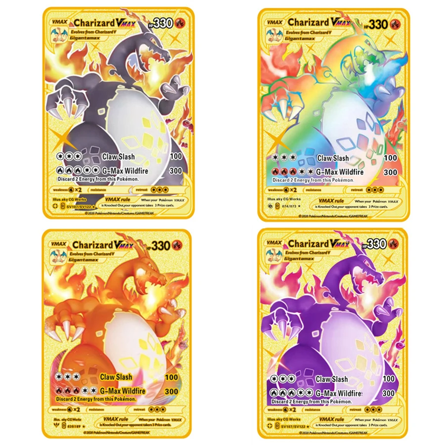 

4Pcs/Set Pokemon Cards Metal Card V Card Y14-Y40 PIKACHU Charizard Golden Vmax Card Collection Gift Kids Game Collection Cards