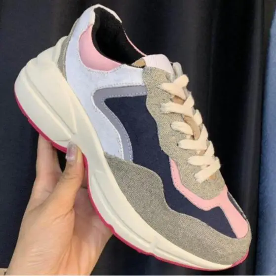 

Woman Shoes Color Matching Sports Shoes Women Cross-lacing Casual Sneakers Women Stitching Breathable Zapatos De Mujer New Hot