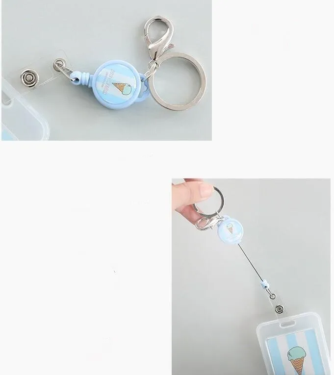 Милый брелок с прозрачным окошком для бейджа Id держатель карт выдвижной цепочка