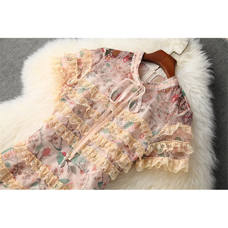 Высококачественное подиумное дизайнерское летнее платье с коротким рукавом