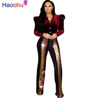 woman sequin striped pants patchwork flare long trousers for female sexy club pants high waist slim bodycon trousers streetwear