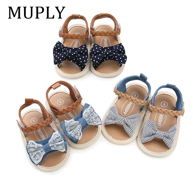 

2021 New Soft Sole PU Baby girls Canvas bow First Walkers Shoes Fashion Summer Prewalkers First walker Toddler Moccasins