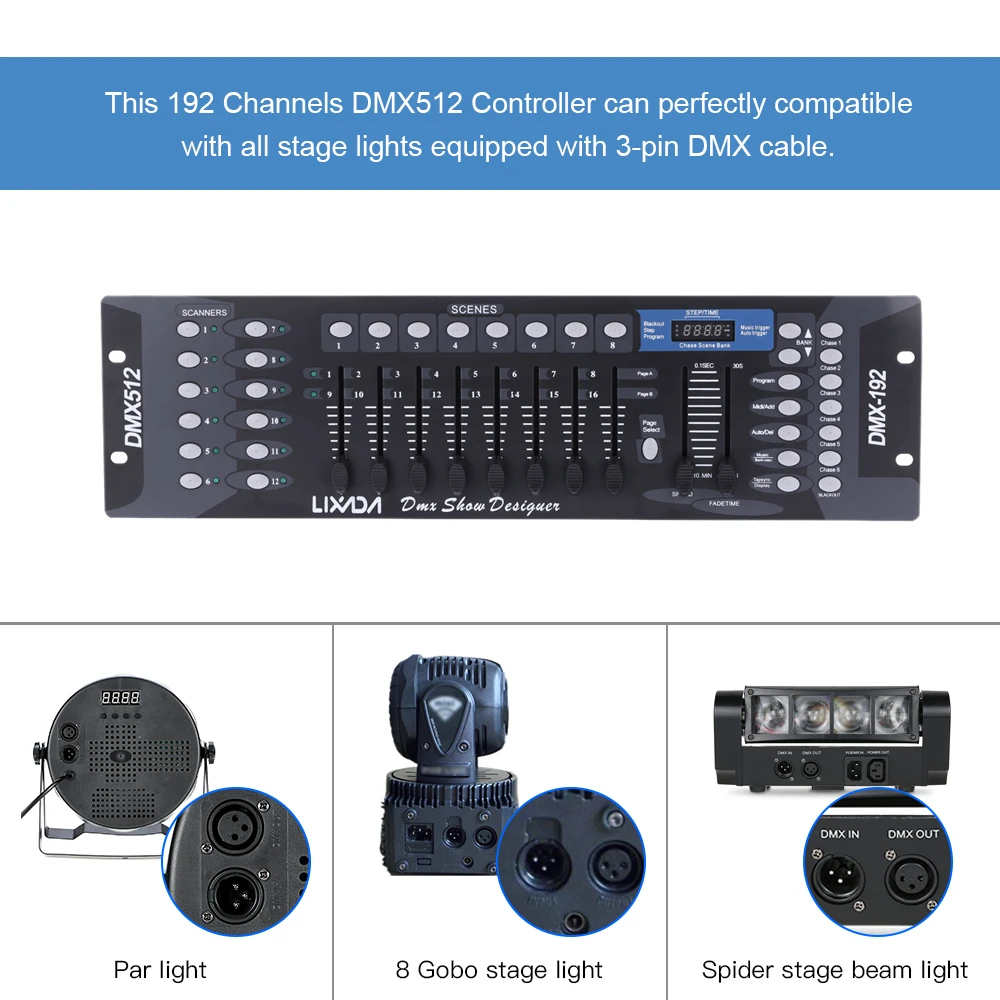 192 каналов DMX512 Контроллер консоль для сцсветильник вечерние НКИ диджея