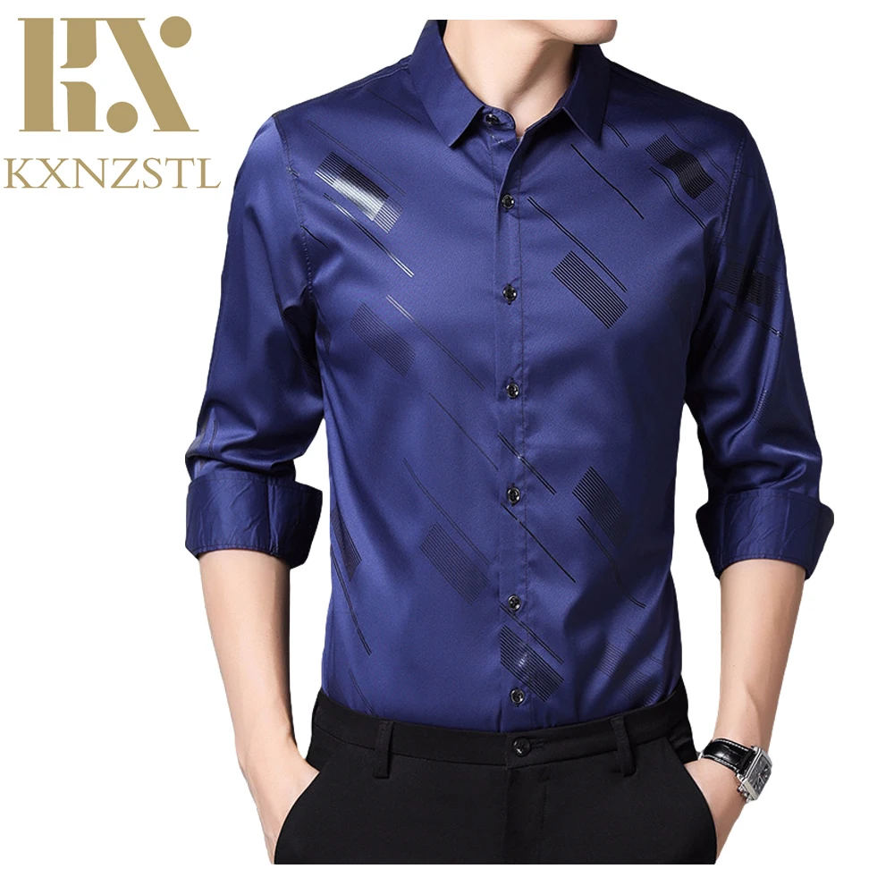

Man Shirts Spring Autumn Long Sleeve Work Business Casual Slim Fit Fashion chemise homme Solid button мужская одежда KXNZ105
