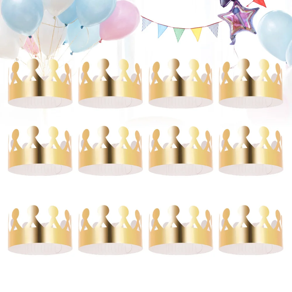 

24pcs Golden Paper Crown Party Hat Cap Photo Props for Birthday Celebration Baby Shower (M14)