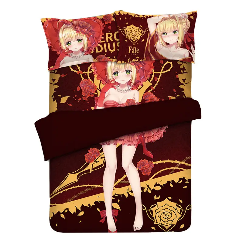 

Anime Fate/stay Night/EXTRA CCC Nero Saber Bedding Sets Twin/Queen/King 4pcs Bed Set with Pillowcase + Sheet+Duvet Cover F017B