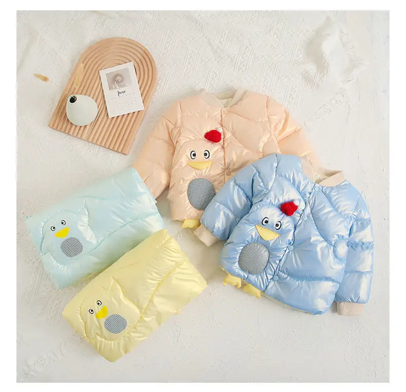 

Children's Clothing 2021 New Winter Plus Velvet Thick Coat Cute Little Duck Fashion Round Neck Winter Cotton Coat