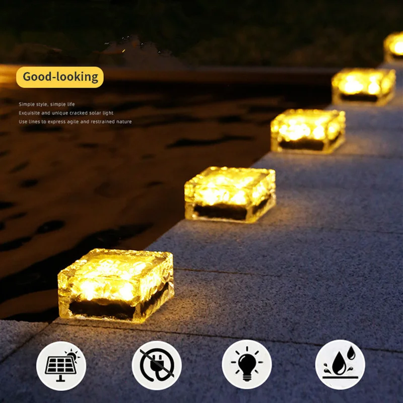 

LED Solar Light Underground Lamp Christmas Garden for home Deck Light Brick Ice Cube Path Floor Light Stair Lawn Deck Solar Lamp