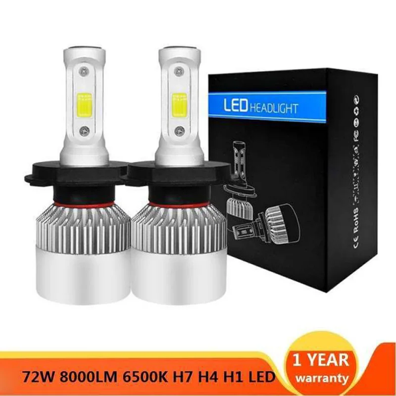 

H4 LED H7 H11 H1 H3 9005 9006 4300K 6500K Auto Car Headlight 72W 8000LM High Low Beam Light Automobiles Lamp white 6500K Bulb