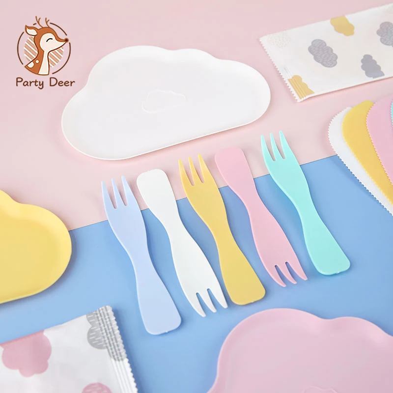 

High Quality Disposable Rainbow Cloud Shape tableware Plate Cup Happy Birthday Party Supplies Birthday Party Decoration