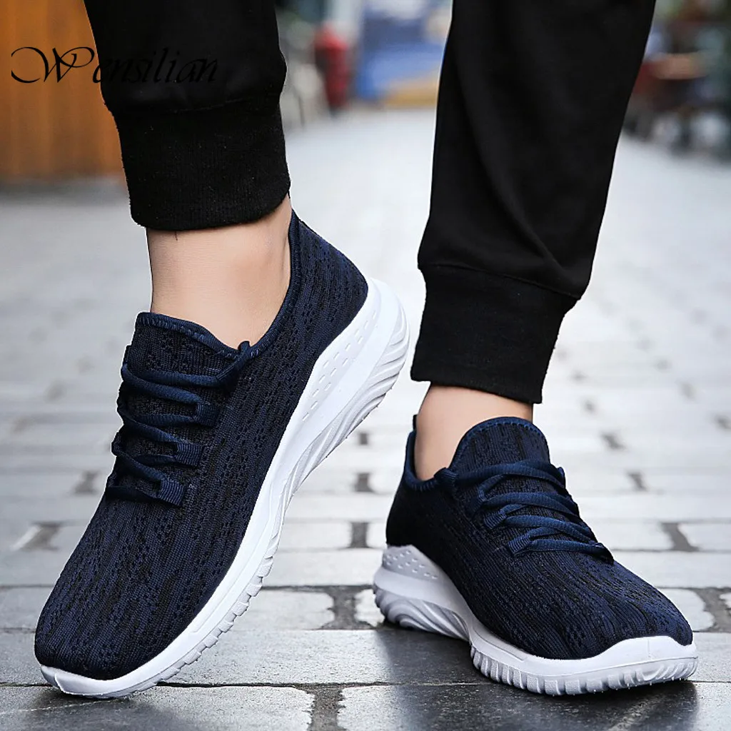 Кроссовки мужские на шнуровке Вулканизированная подошва сетчатые дышащие