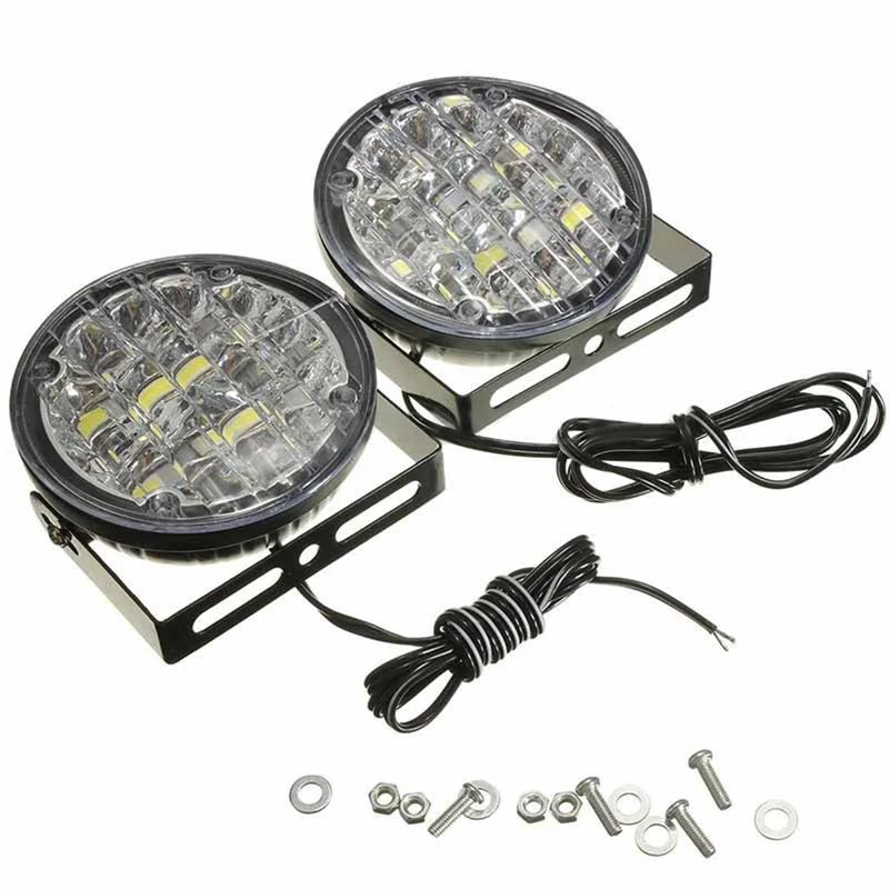 New 2pcs LED Round Car Driving Daytime Running Light 2X 12V 18 DRL Fog Lamp Bright White | Автомобили и мотоциклы