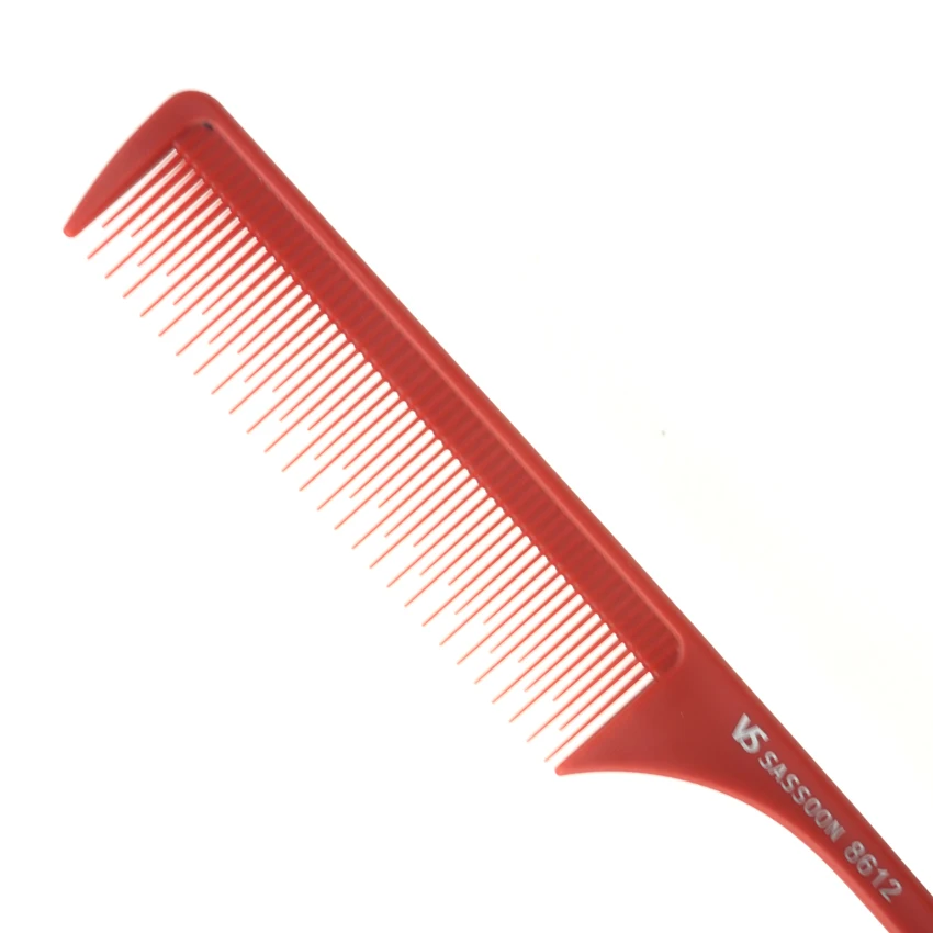 

Hair Salon Tools Pro Classic Hair Dressing Comb In 9 Designs Barber Tail Comb And Plain Cut Comb In Red Color Antistatic Comb