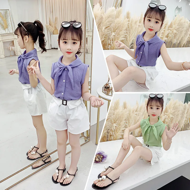 

Girls Clothing Sets Summer 2020 Kids Girls Clothes Suit Set Sleeveless Top & Shorts 2 pcs Children Clothes Baby Girls Tracksuit
