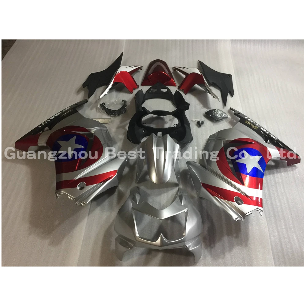 Серебряный мотоцикл Injectiuon формовочный обтекатель для KAWASAKI EX250 ninja250 2008 2012 EX250R