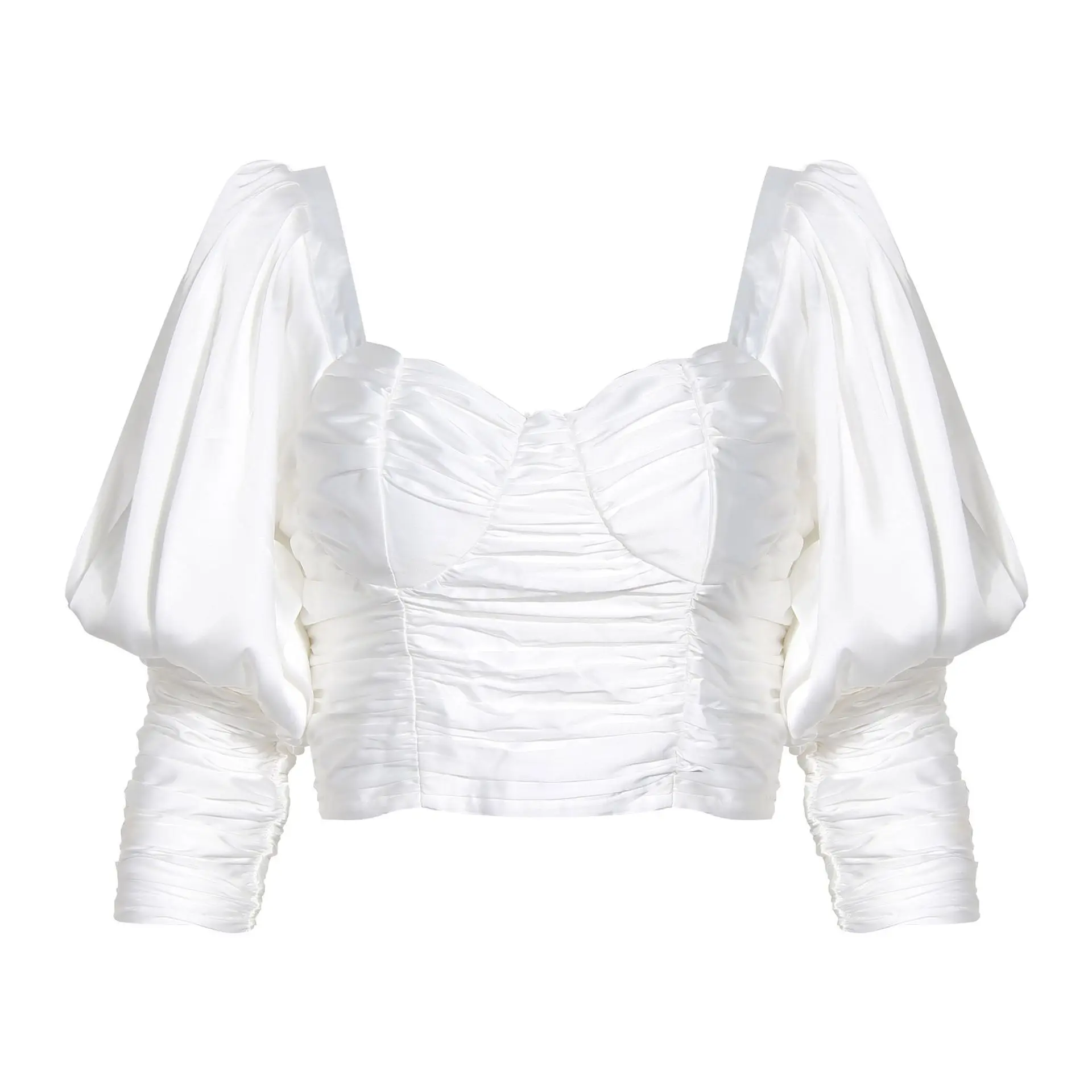 Женская блузка с открытой спиной бантом на спине и пышными рукавами весна лето