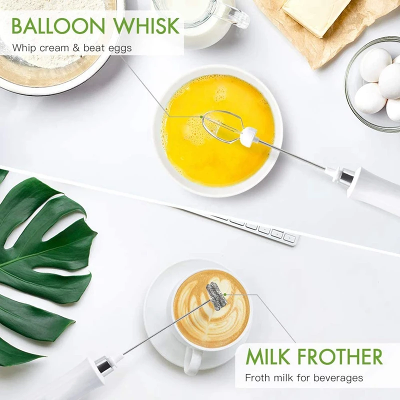 

3 in 1 Rechargeable Milk Frother Handheld with Charging Stand, Electric Milk Foam Mixer Maker Blender