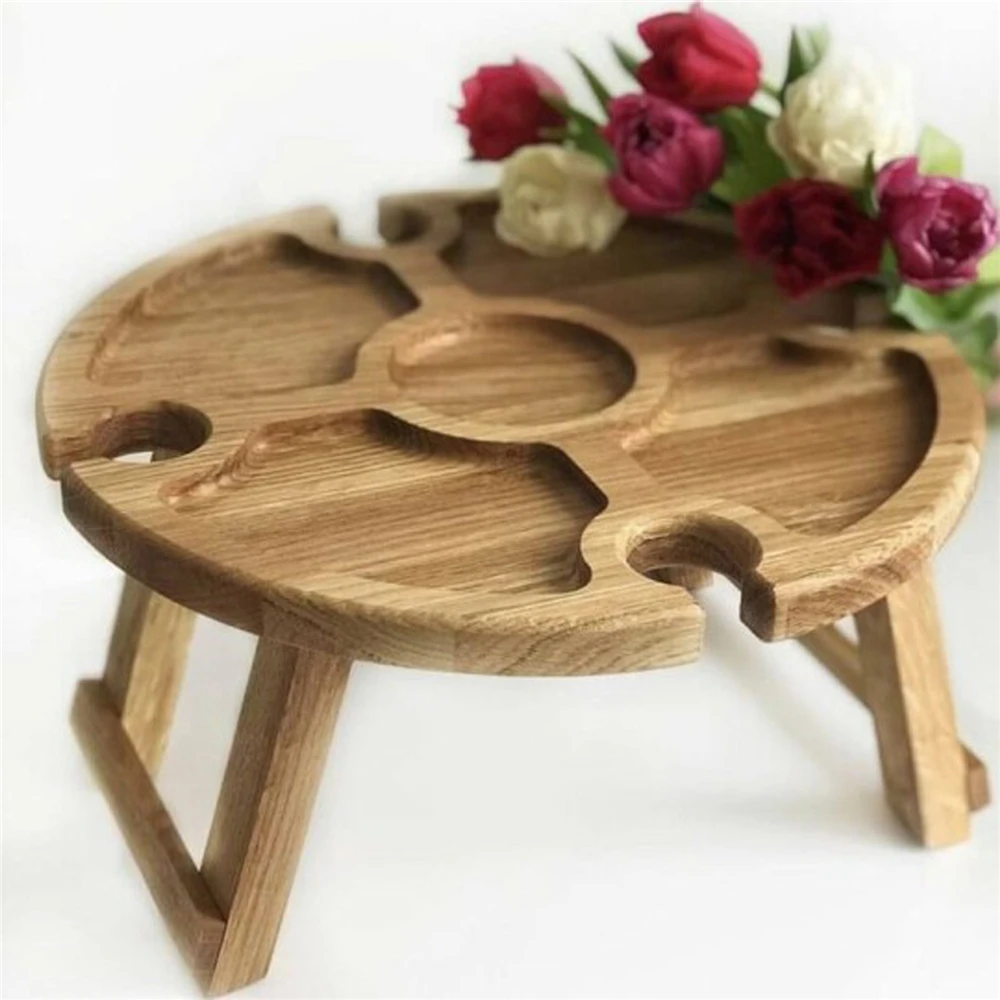 

Original Wooden Outdoor Tables Folding Picnic-table With Glass Holder 2 In 1 Wine Glass Rack Outdoor Wine Table Wood Table