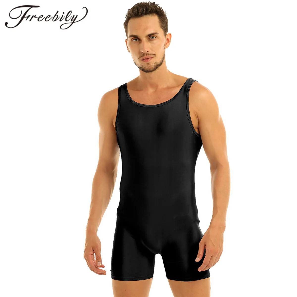 Mens Swimwear Sleeveless Stretchy One Piece Swimsuit Male Sports Gym Bodysuit Yoga Gymanstics Leotard Dance Biketard Unitard | Спорт и